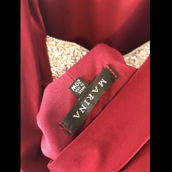 NWT Marina Embellished Drape Back‎ Jersey Cocktail Dress Red [SZ 20W ] - Picture 7 of 8